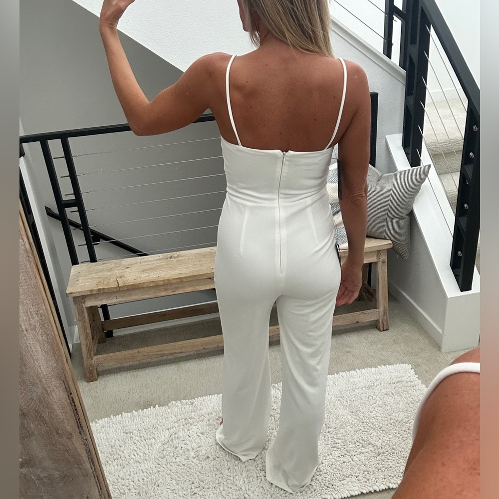 Lulus Cheers to Chic Ivory Bridal Wide-Leg Jumpsuit | NWT Size S - Picture 10 of 17